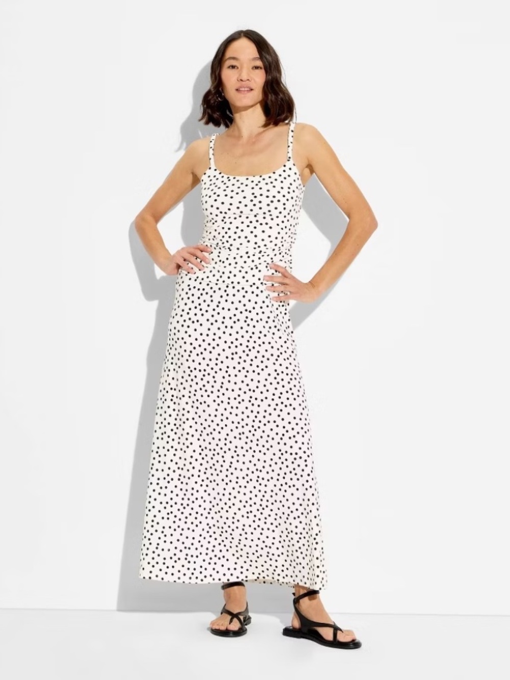 Women's Maxi Knit Dropped-Waist Dress - Wild Fable™ White Polka Dots